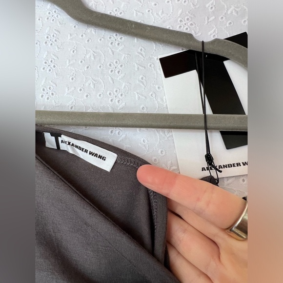 NWT T By Alexander Wang Grey One Shoulder Jersey Stretch Mini Dress Medium - Picture 5 of 6